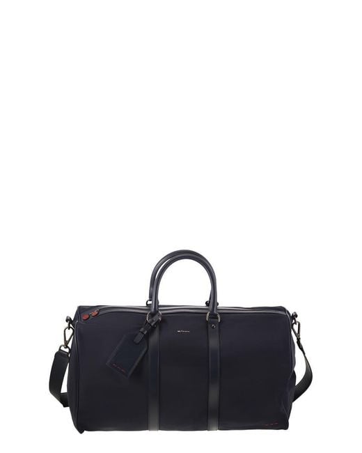 Kiton Black Duffel Bag With Leather Inserts for men