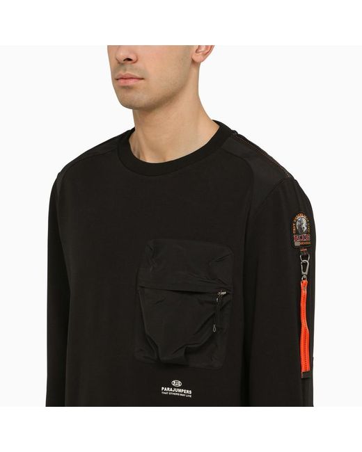 Parajumpers Black Sweatshirt With Patch Pocket for men