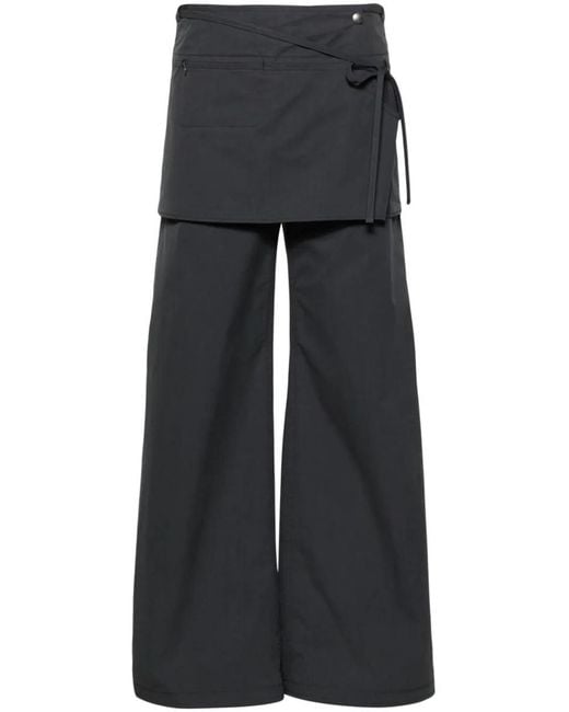 Low Classic Black Layered Wrap Skirt Pants