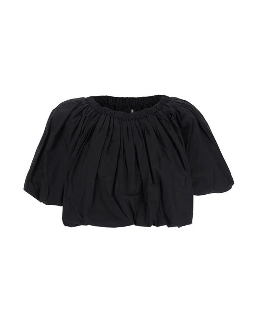 Isabel Marant Black 'Bertille' Cropped Top With All-Over Gathering