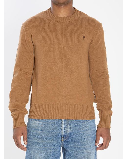 AMI Blue Ami De Coeur Crew Neck Sweater for men