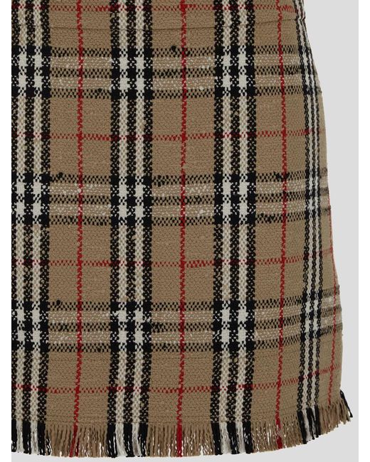 Burberry Brown Vintage Check Bouclé Mini Skirt