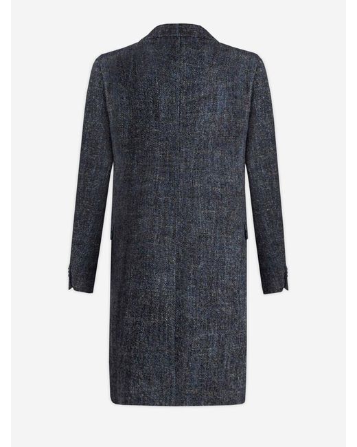 Etro Blue Long Wool Coat for men
