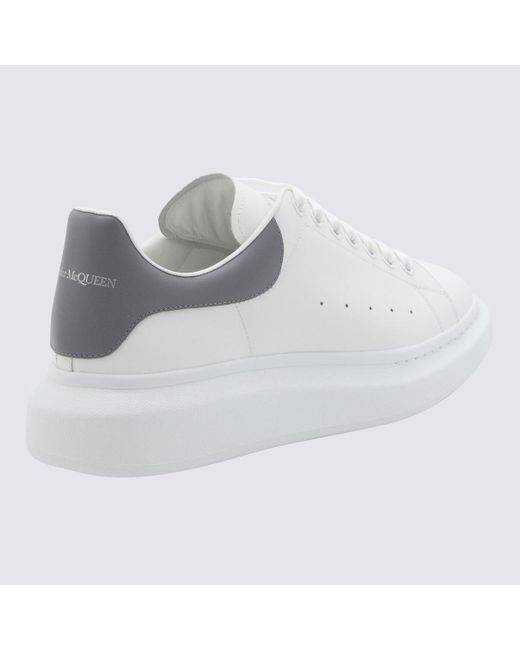 Alexander McQueen White And Grey Leather Oversized Sneakers for Men | Lyst