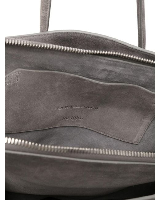 The Attico Gray La Passeggiata Medium Leather Shoulder Bag