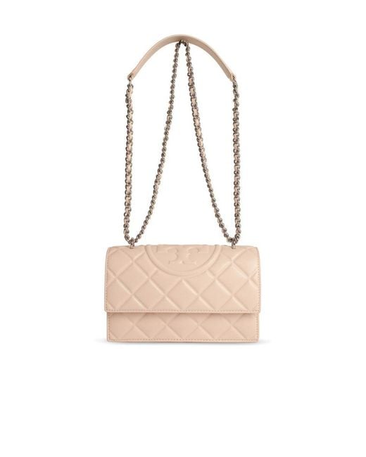 Tory Burch Natural 'Fleming' Small Leather Crossbody Bag