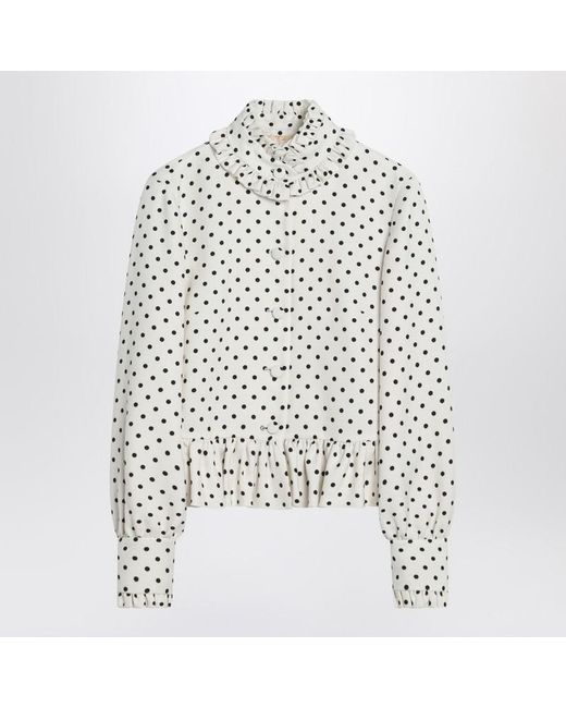 Valentino Garavani White Single-Breasted Jacket With Polka Dots