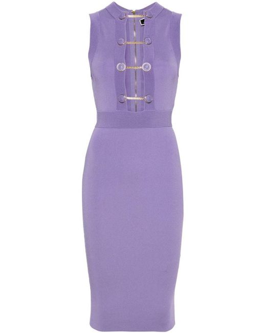 Elisabetta Franchi Purple Chain-link Midi Dress
