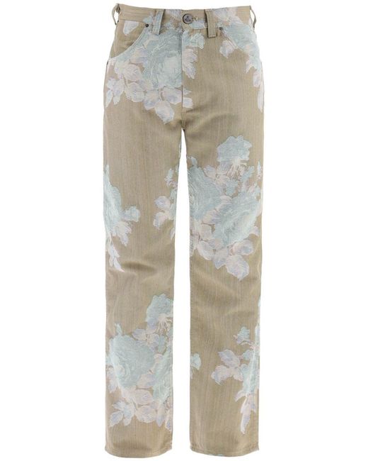 Vivienne Westwood Natural "Floral Jacquard Ranch Jeans for men