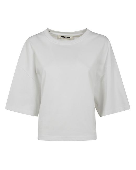 DARKPARK White Doyle Cropped Draped Short Sleeve Tee