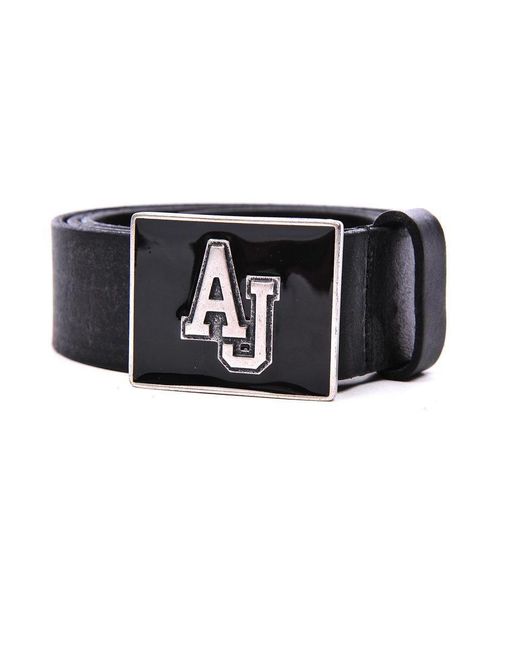 Armani Jeans Logo Buckle Men's Leather Belt Black
