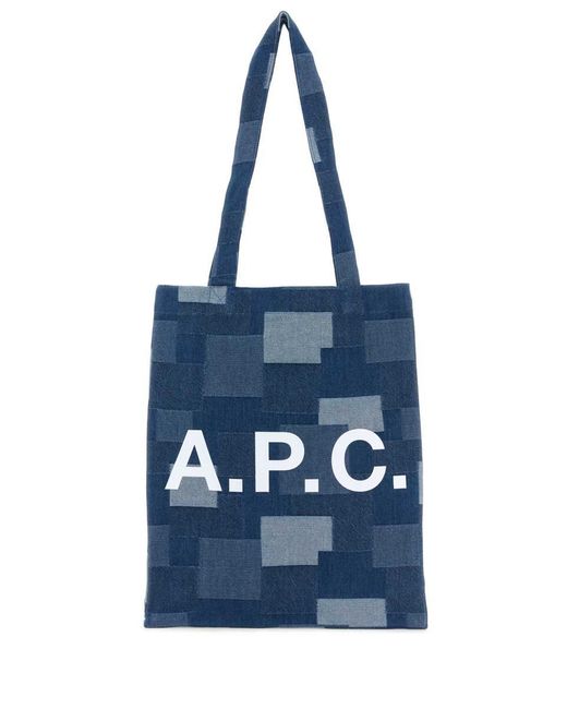 A.P.C. Blue Multicolor Denim Lou Shopping Bag