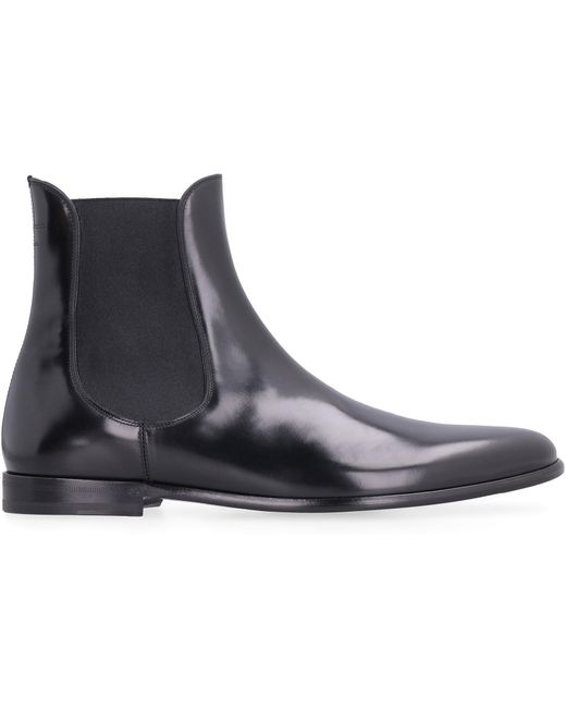 Dolce & Gabbana Black Spazzolato Leather Chelsea Boots for men