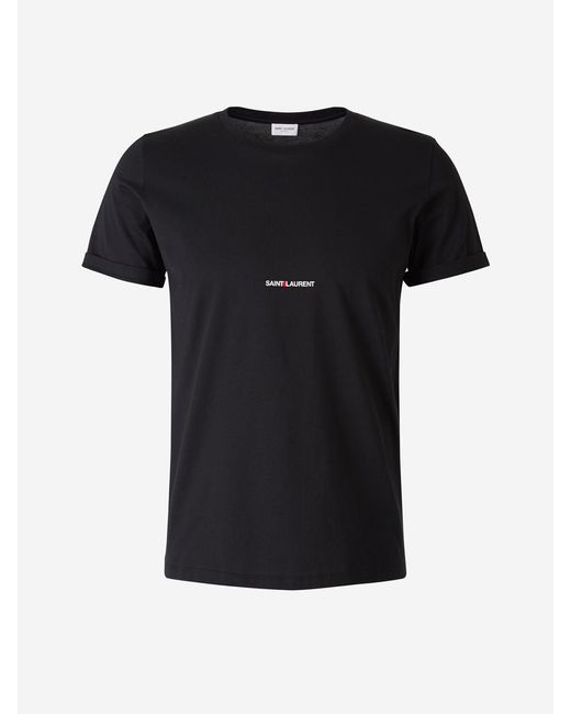 Saint Laurent Black Logo Cotton T-shirt for men
