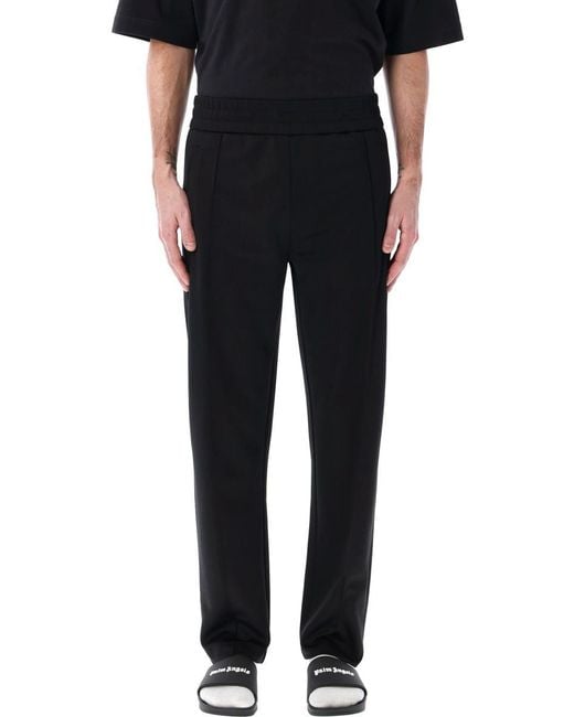 Palm Angels Black Back Curved Logo Track Pants for men
