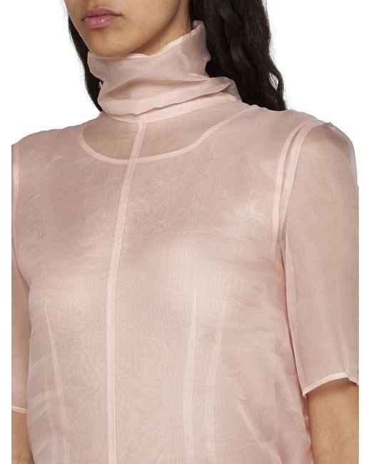 Sportmax Pink Cesare Double Layer Silk Top