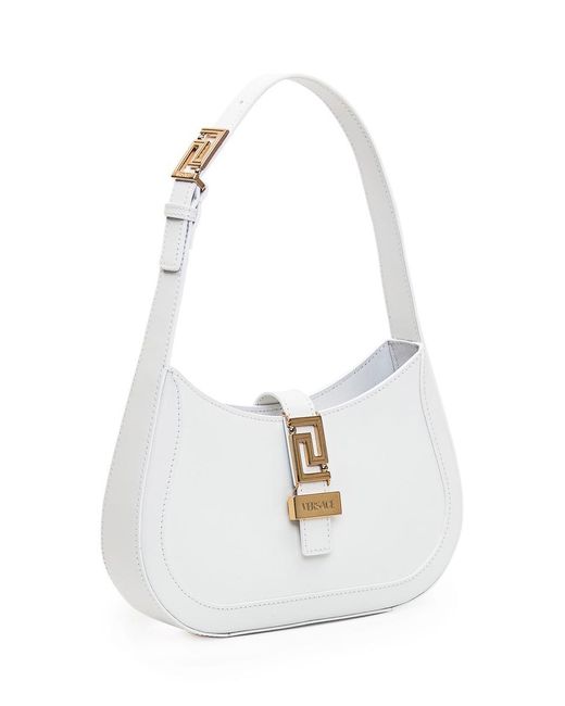 Versace White Greek Goddess Small Hobo Bag