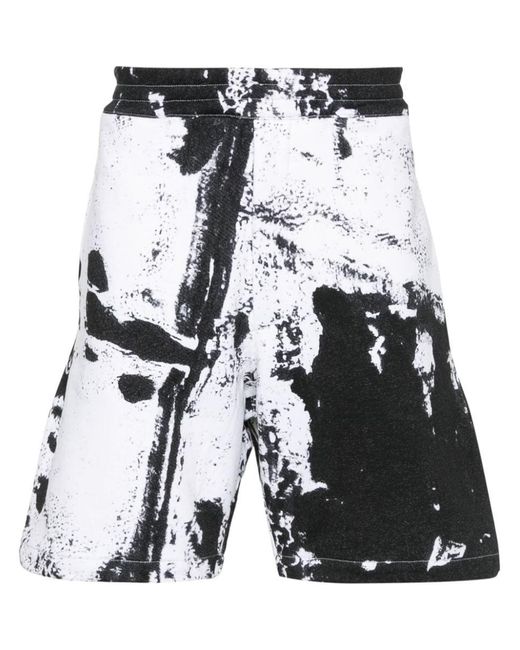 Alexander McQueen Black Printed Organic Cotton Shorts for men