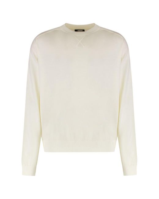 Jacquemus White Sweater With Round Neck Made Of Merino Wool for men