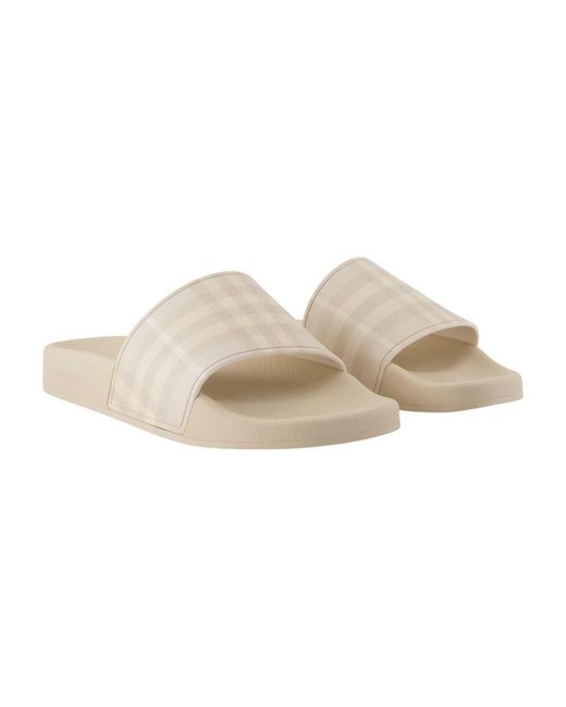 Burberry White Furley Large Check Sandals