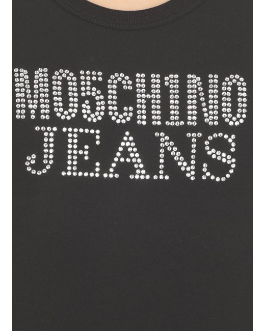 Moschino Jeans Black T-Shirts And Polos