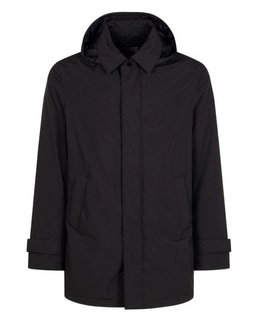 Herno Black Midi Hooded Down Jacket for men