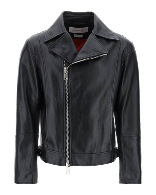 Alexander McQueen Black Nappa Biker Jacket for men