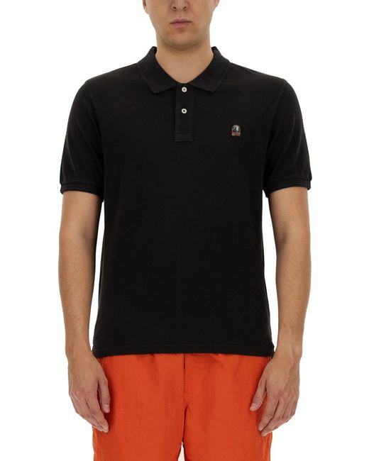 Parajumpers Black Polo With Logo Patch for men