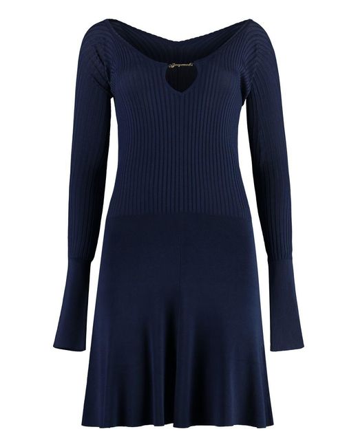 Jacquemus Blue Pralu Knit Mini-Dress