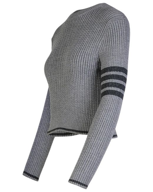 Thom Browne Gray '4 Bar' Virgin Wool Sweater