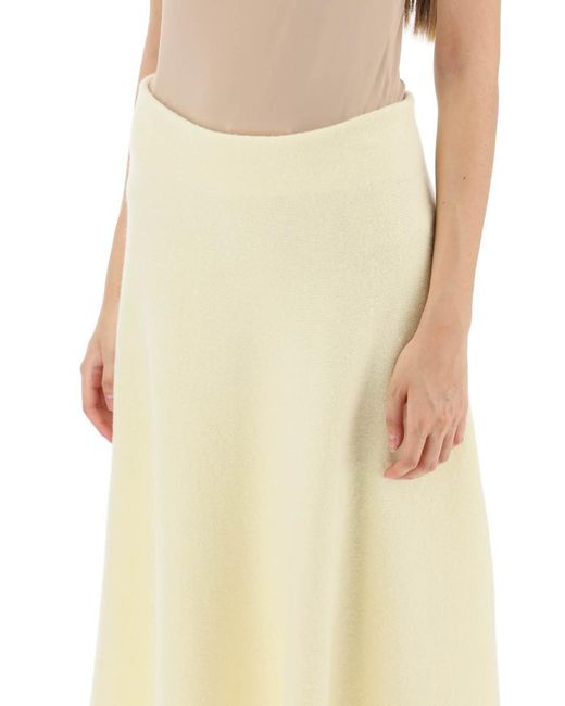 Jil Sander Yellow Wool Knit Midi Skirt