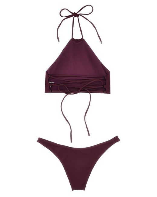 The Attico Purple Lace-up Bikini Beachwear