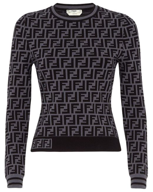 Fendi Gray Ff Knit Pullover Sweater