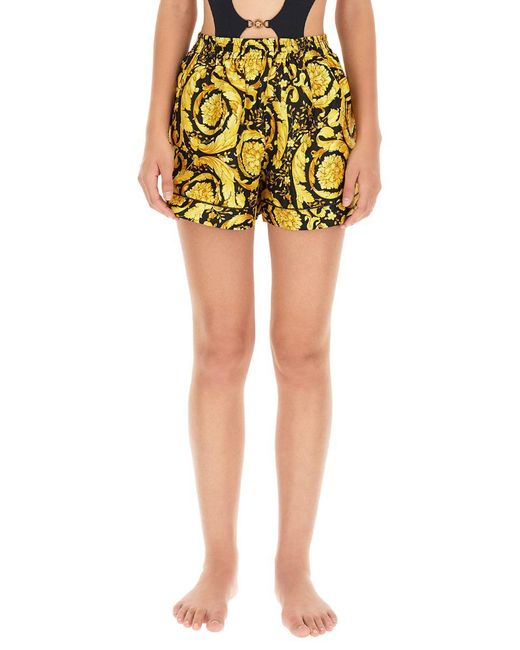 Versace Yellow Silk Pajama Shorts