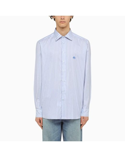 Etro White/light Blue Striped Long Sleeved Shirt for men