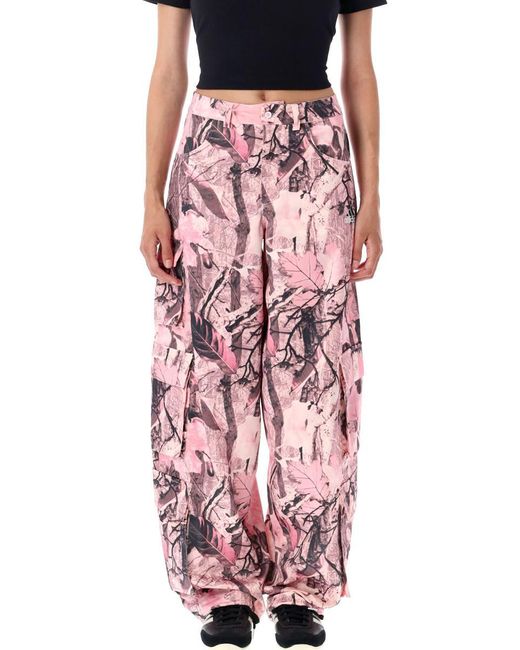 Adidas Originals Pink Satin Printed Cargo Pant