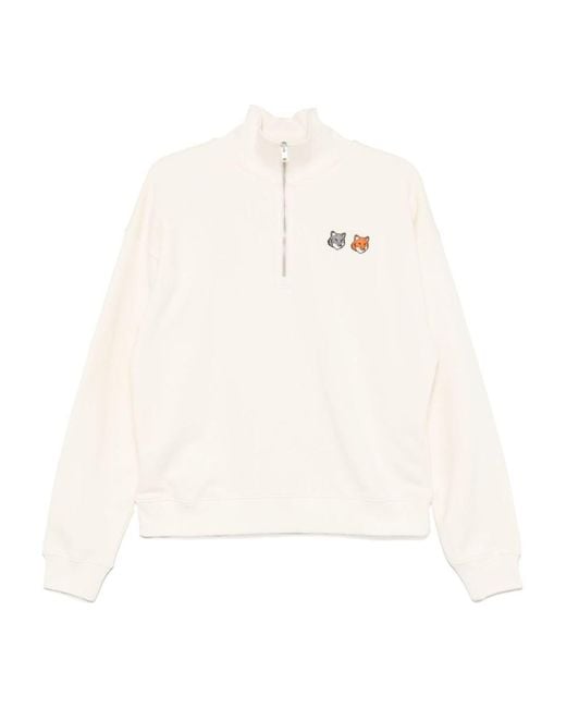 Maison Kitsuné White Double Bold Fox Head Cotton Sweatshirt