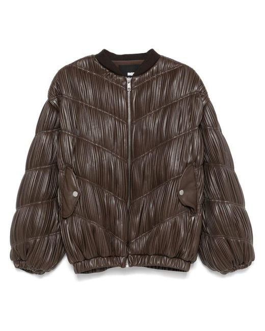 ROTATE BIRGER CHRISTENSEN Pleated Bomber Jacket in Brown