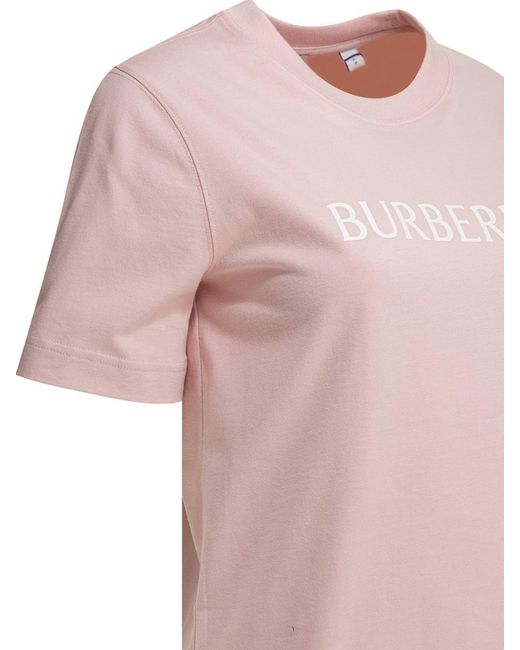 Burberry Pink Cotton T-Shirt With Logo