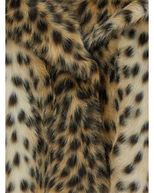 BB COUTURE Green Fur Coat With All-Over Leopard Print