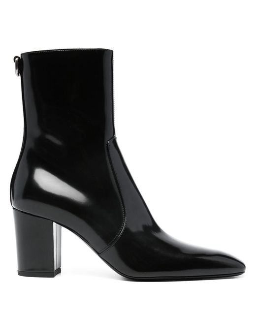 Saint Laurent Black Betty Buckled Glossed-leather Knee Boots