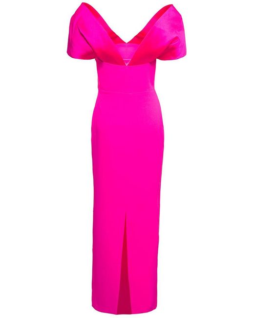 Solace London Pink Dakota Off-shoulder Dress