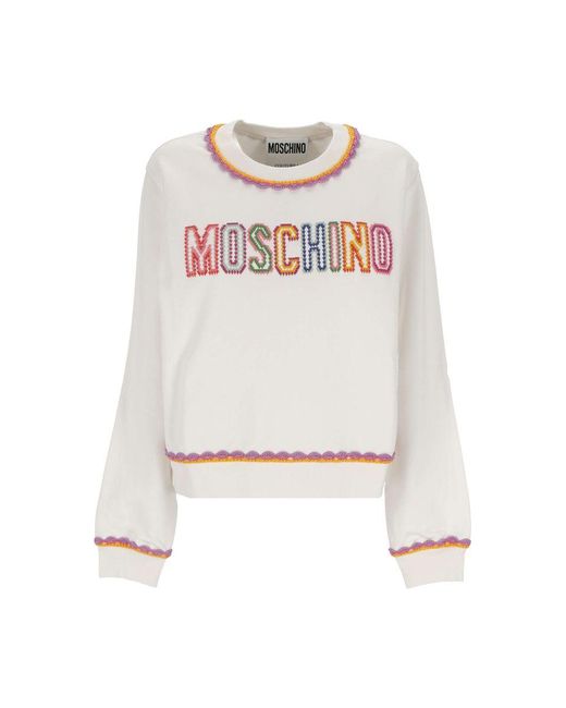 Moschino White Crewneck Sweatshirt
