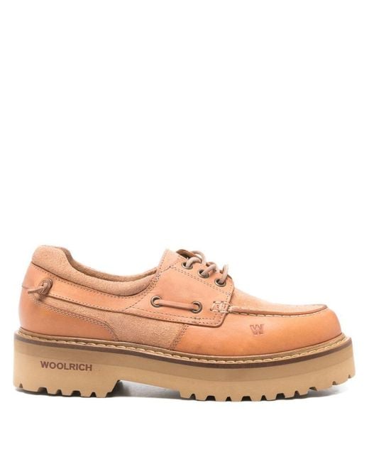 Woolrich Brown Rock Leather Boat Shoes