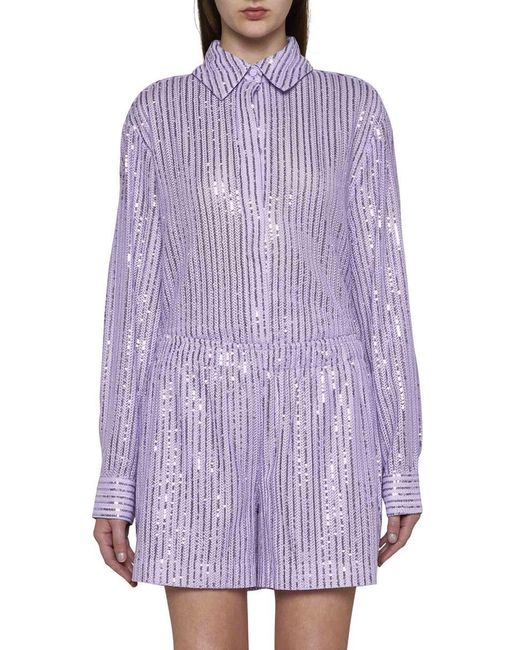 Stine Goya Purple Anne Striped Sequin Shorts