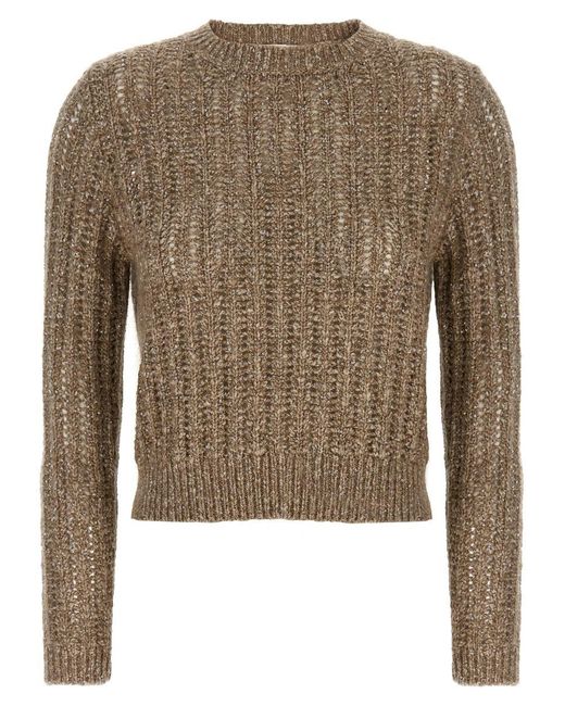 Brunello Cucinelli Brown 'Rustic Dazzling Net' Sweater