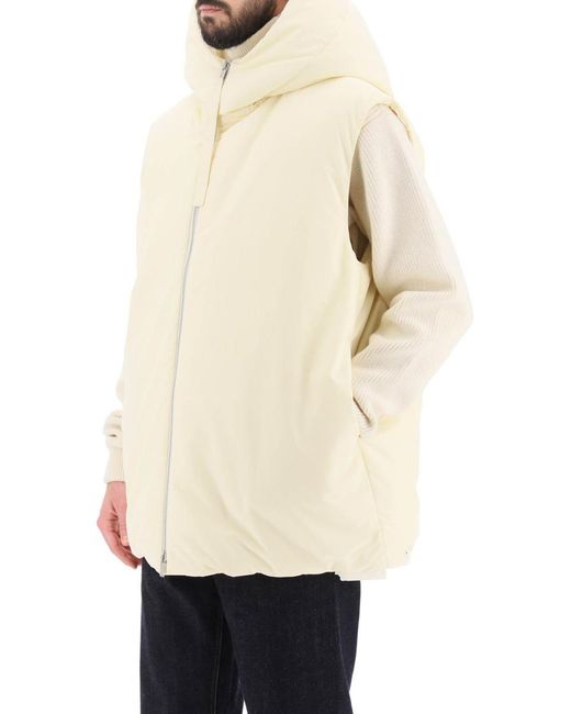 Jil Sander Natural Oversized Hooded Down Vest for men