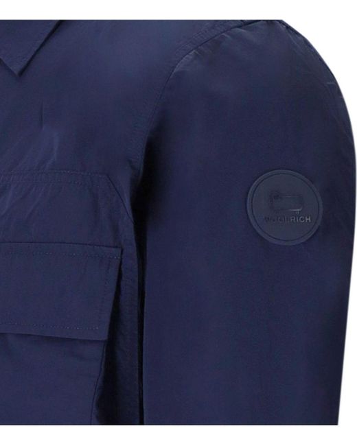 Woolrich Blue Crinkle Shirt-Style Jacket for men