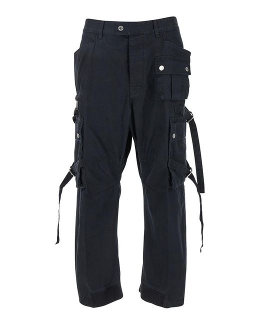 DSquared² Blue 'Kawaii Utility' Pants With Patch Cargo Pockets And Adjustable Buckle Straps for men