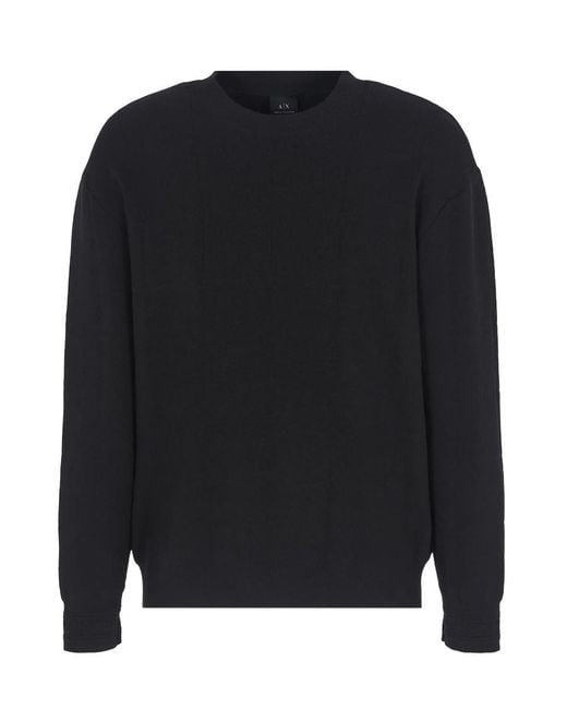 ARMANI EXCHANGE Cotton Blend Crew Neck Sweater in Black for Men Lyst UK